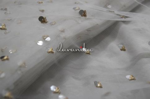 Sequin work ,Zari work embroidery on Dyeable Net Fabric Dno9022RFD